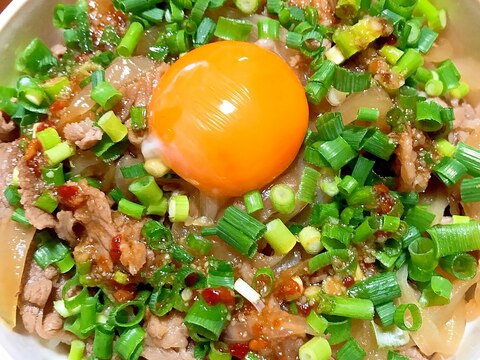 「すき家の牛丼♪」お家で作る★ねぎ玉牛丼